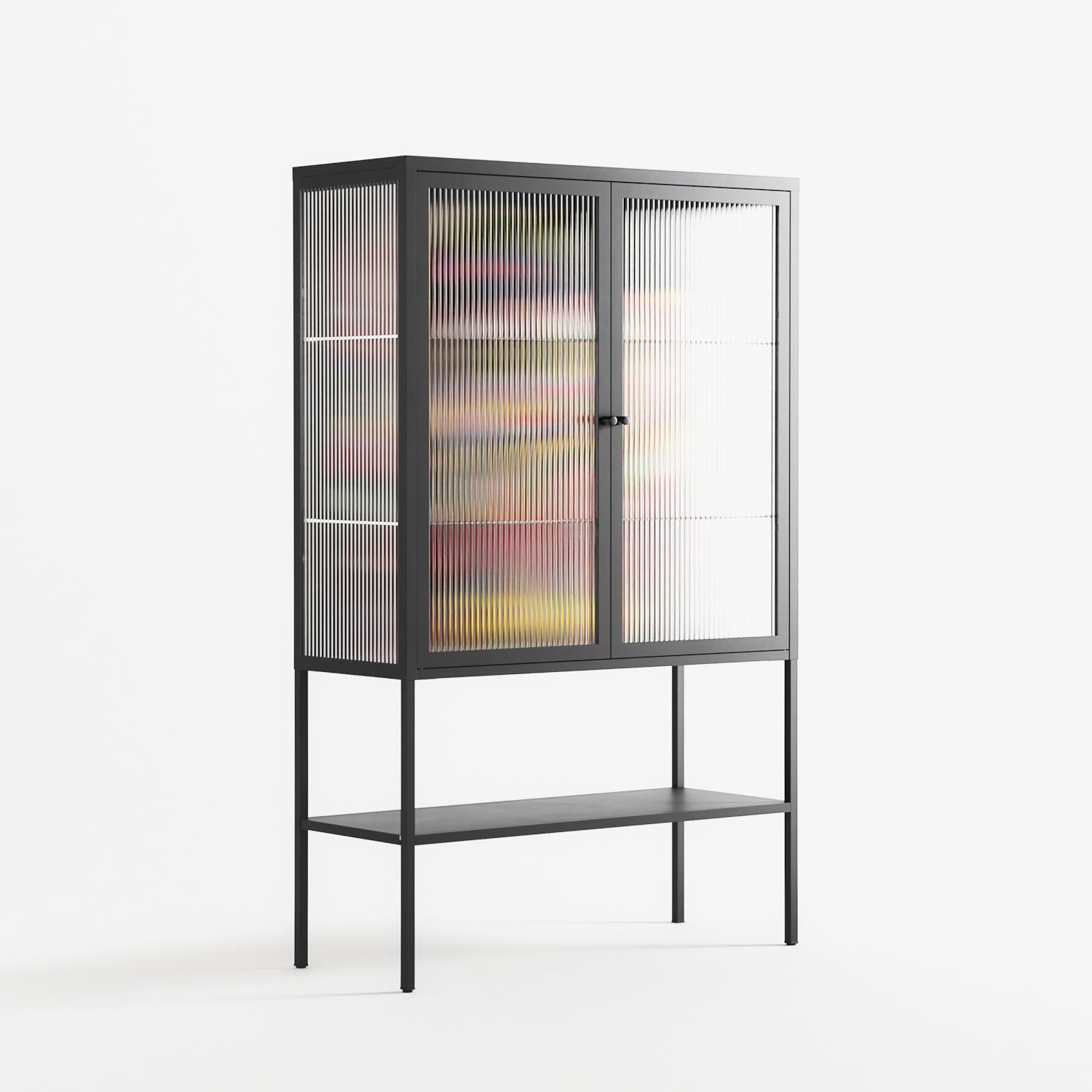 Orbiting Around Herself - Loft Cabinet - Mathilda Kienast - Antracite - Reeded glass
