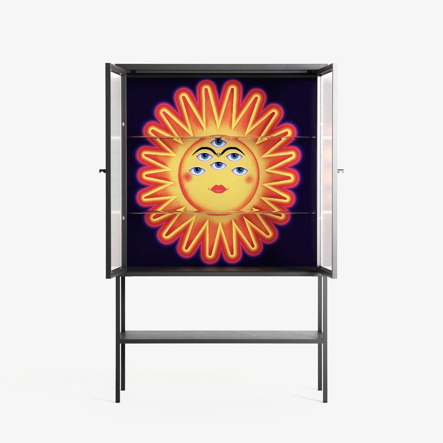 Sun Eyes - Loft Cabinet - Mo Kalache - Antracite - Reeded glass