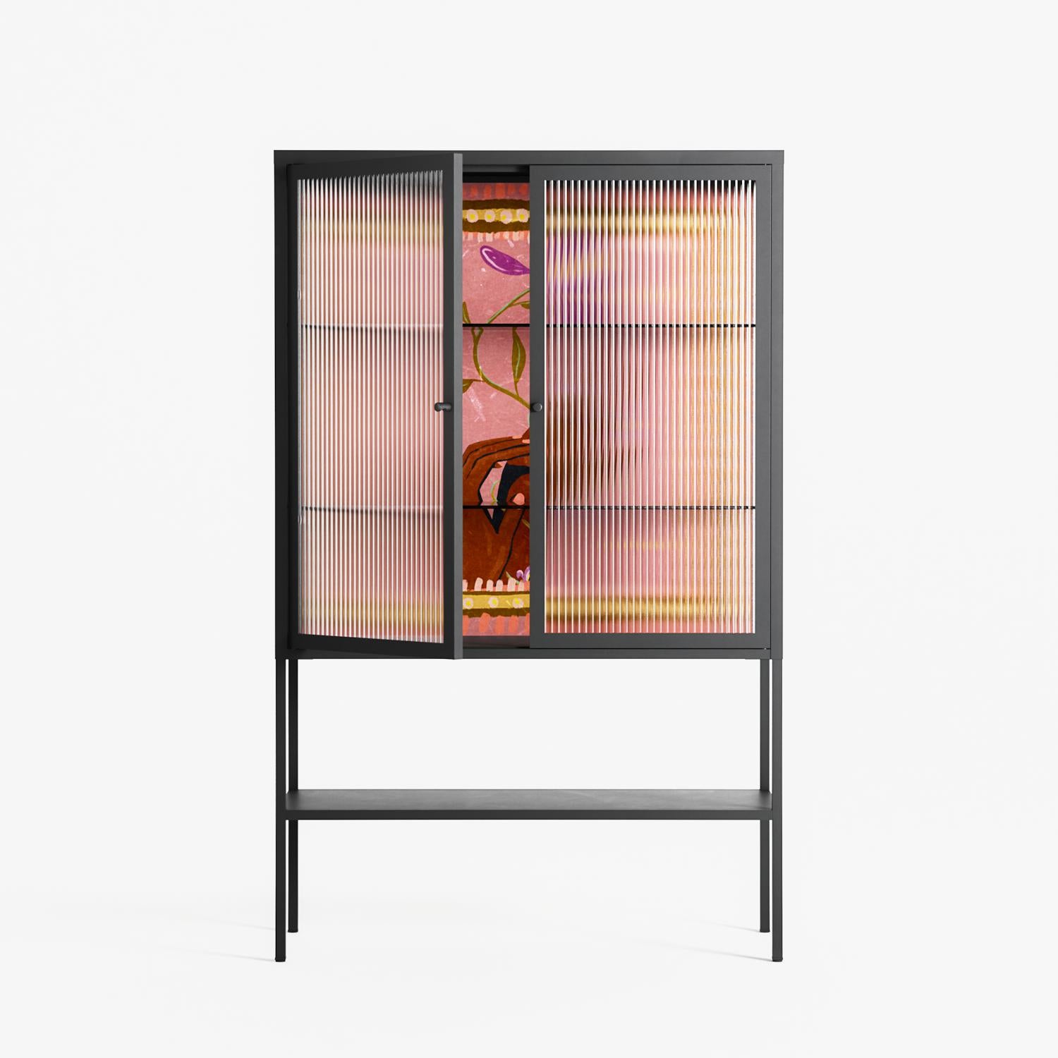 Connect With Nature - Loft Cabinet - Raissa Oltmanns - Antracite - Reeded glass