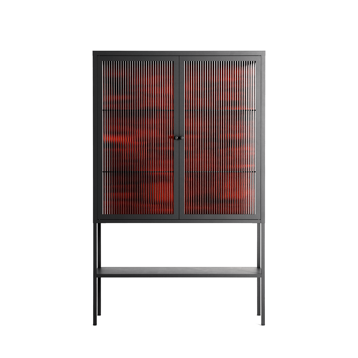 Wottosque Red - Loft Cabinet - Craig Watkins - Antracite - Reeded glass