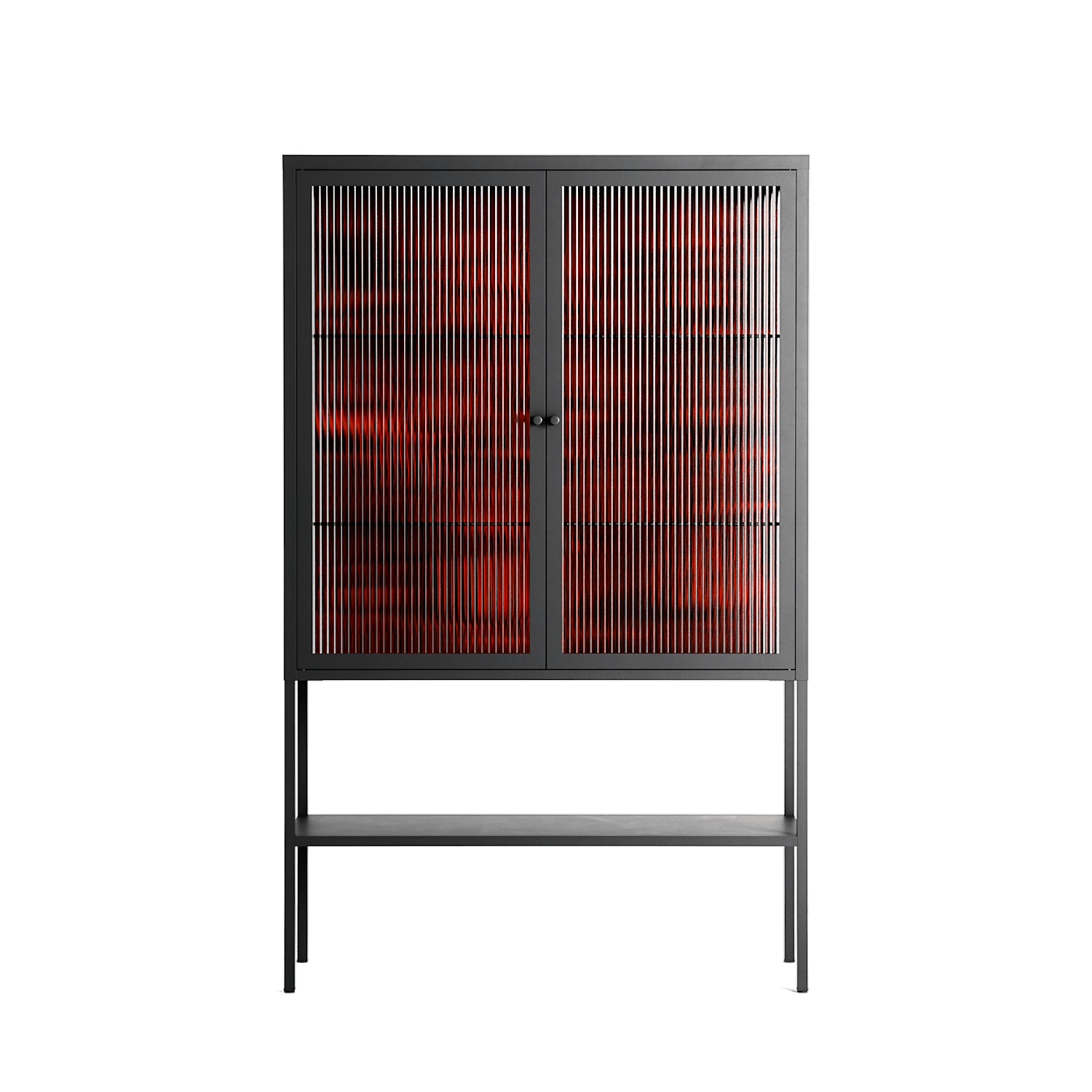 Wottosque Red - Loft Cabinet - Craig Watkins - Antracite - Reeded glass