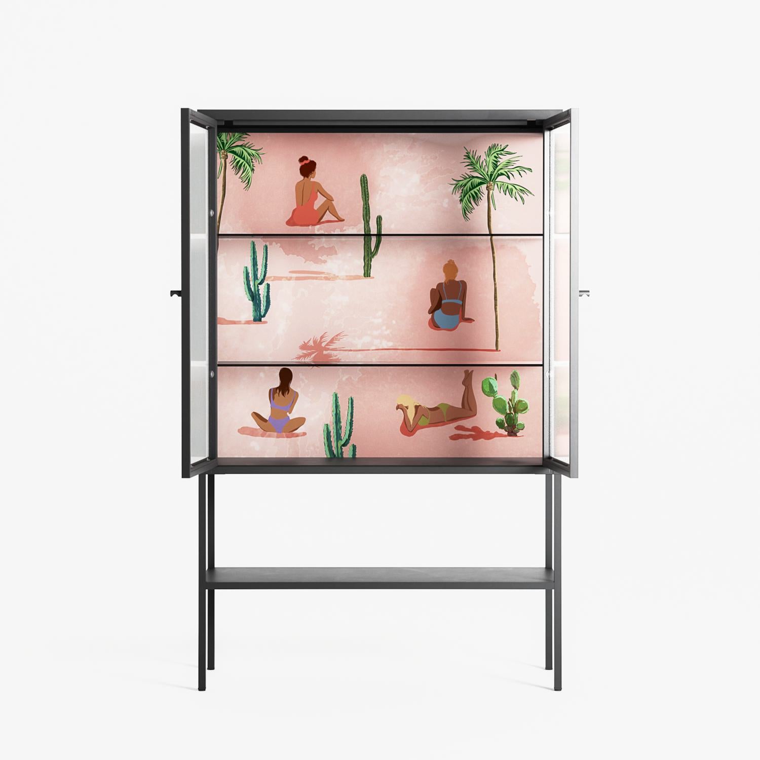 Woman at the Beach - Loft Cabinet - Raissa Oltmanns - Antracite - Reeded glass