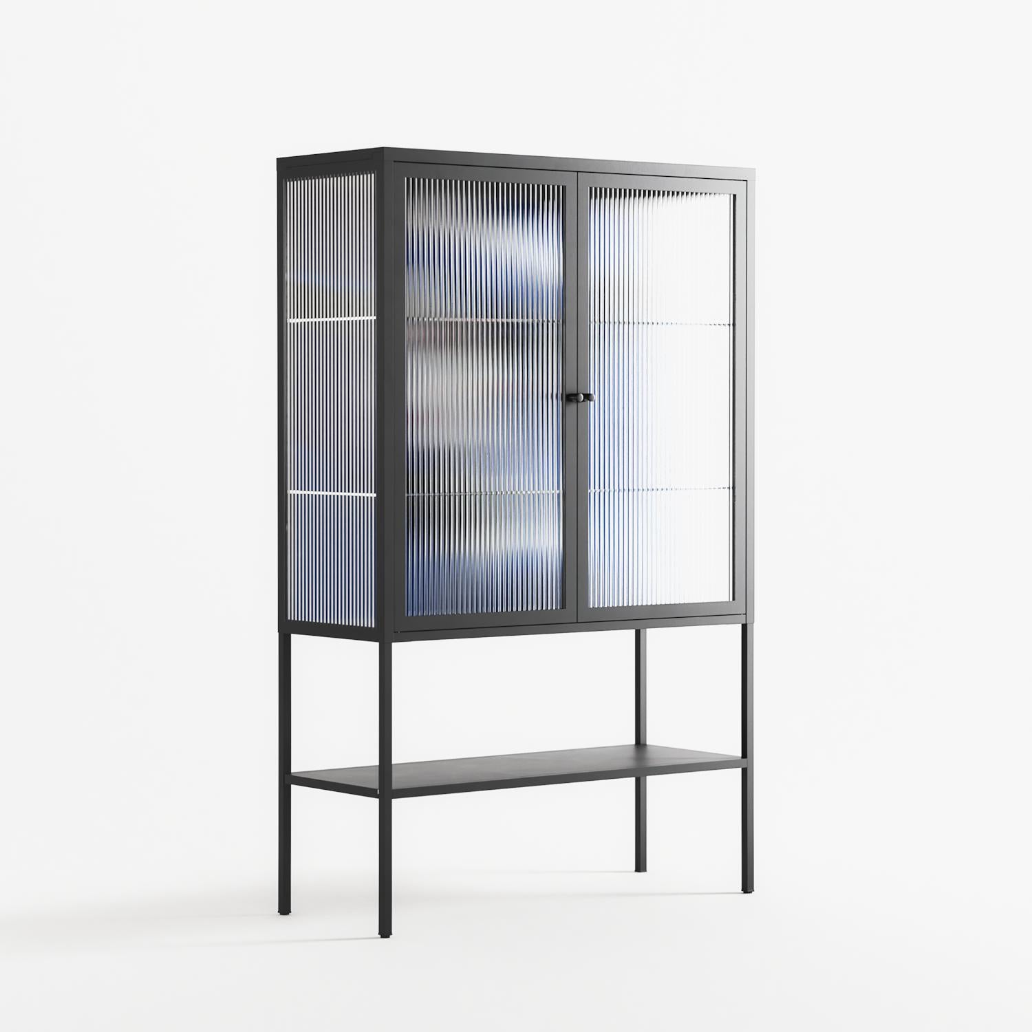 Beyond The Veil Of Consciousness - Loft Cabinet - Mathilda Kienast - Antracite - Reeded glass