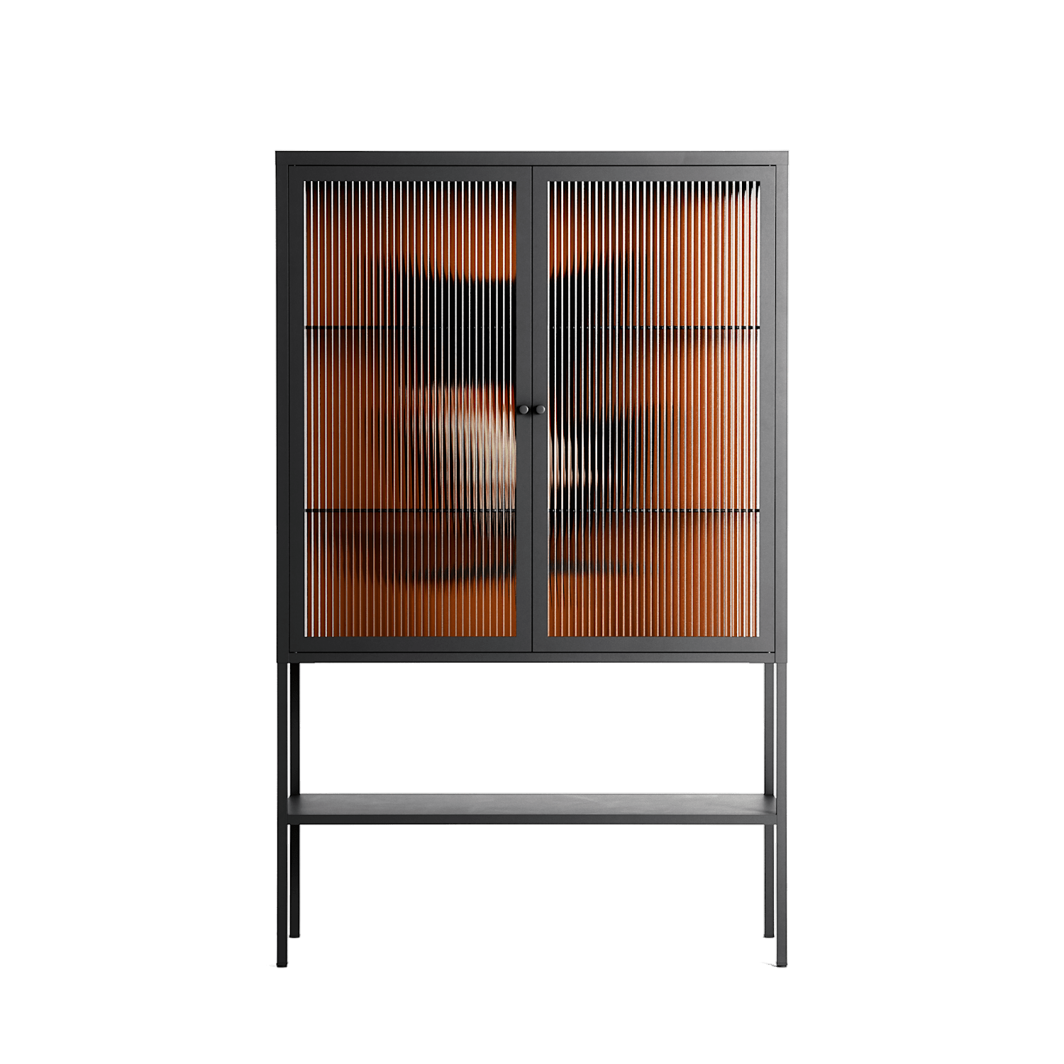 Cat in Chair B - Loft Cabinet - Kristin Eriksson - Antracite - Reeded glass