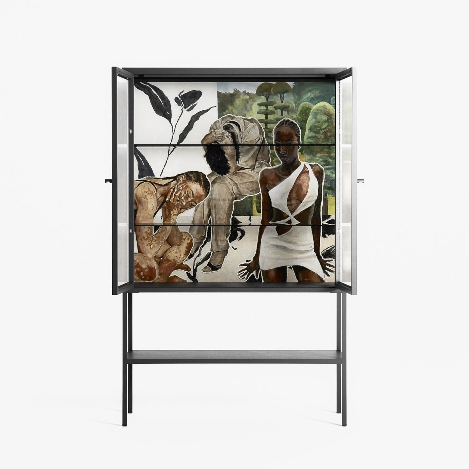 As The Rain Falls - Loft Cabinet - Sophie Goudman-Peachey - Antracite - Reeded glass