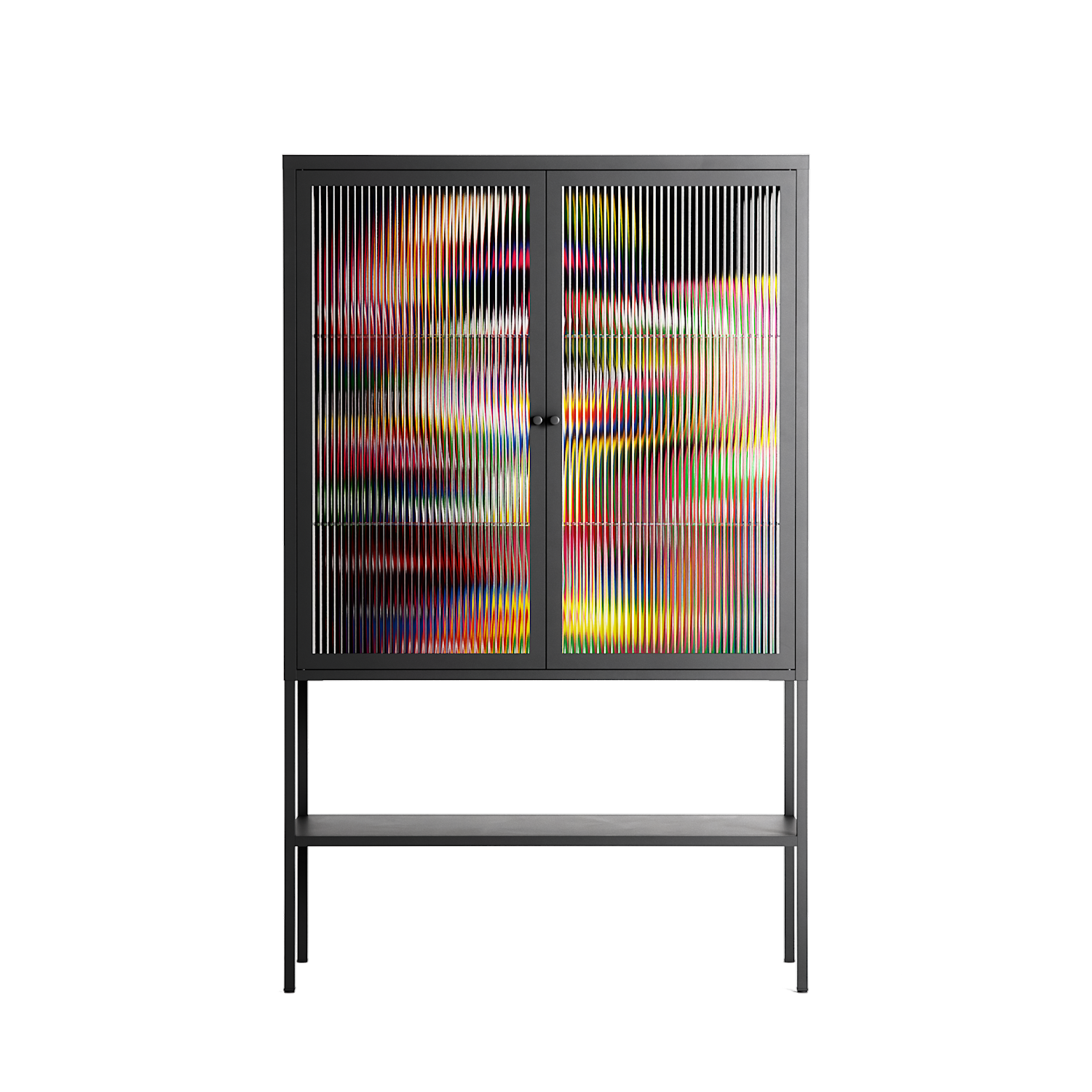 Orbiting Around Herself - Loft Cabinet - Mathilda Kienast - Antracite - Reeded glass