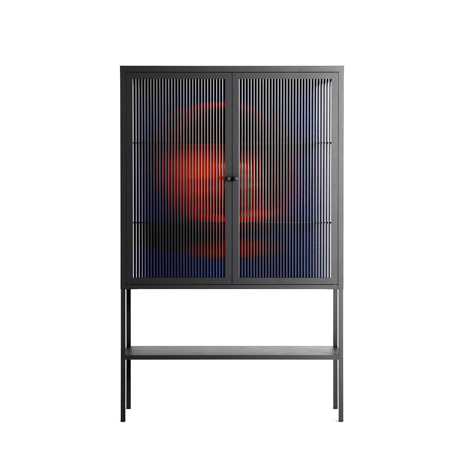 Cat in Chair C - Loft Cabinet - Kristin Eriksson - Antracite - Reeded glass