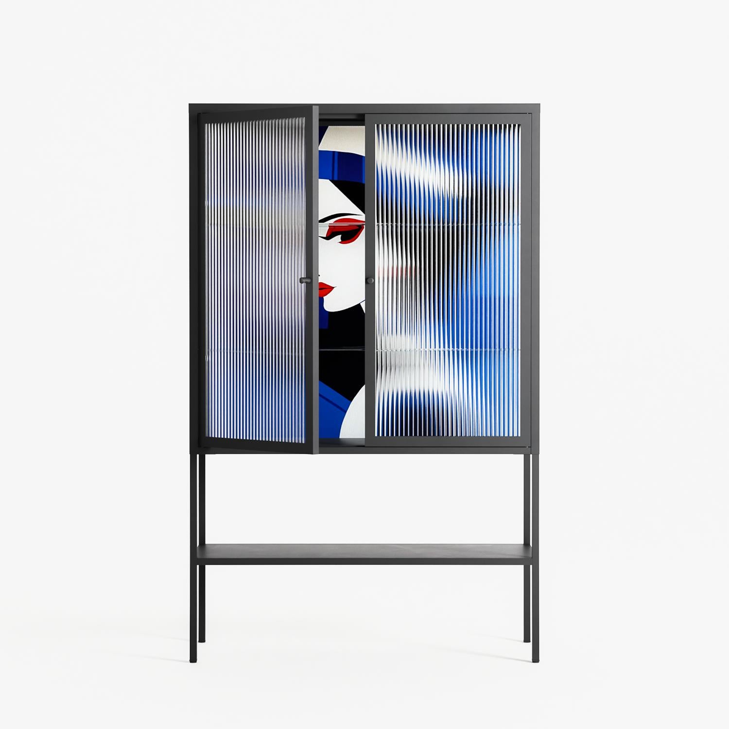 Beyond The Veil Of Consciousness - Loft Cabinet - Mathilda Kienast - Antracite - Reeded glass