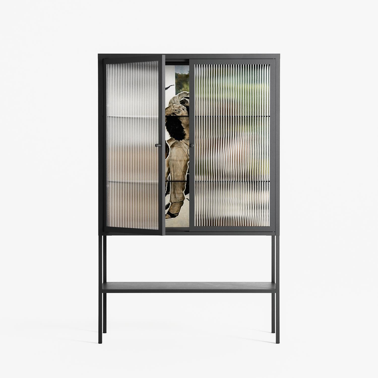 As The Rain Falls - Loft Cabinet - Sophie Goudman-Peachey - Antracite - Reeded glass