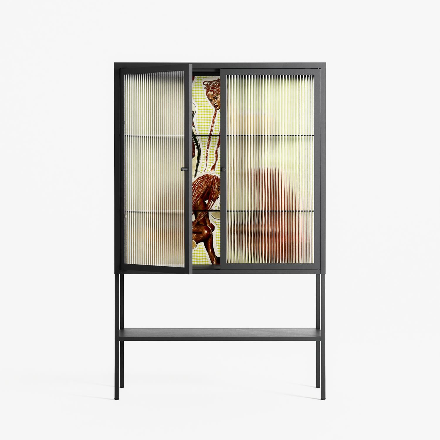 Can You Face It - Loft Cabinet - Sophie Goudman-Peachey - Antracite - Reeded glass