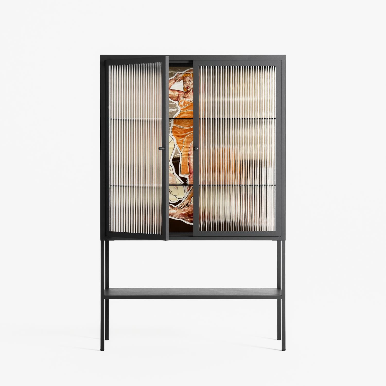 We Are Who We Are - Loft Cabinet - Sophie Goudman-Peachey - Antracite - Reeded glass