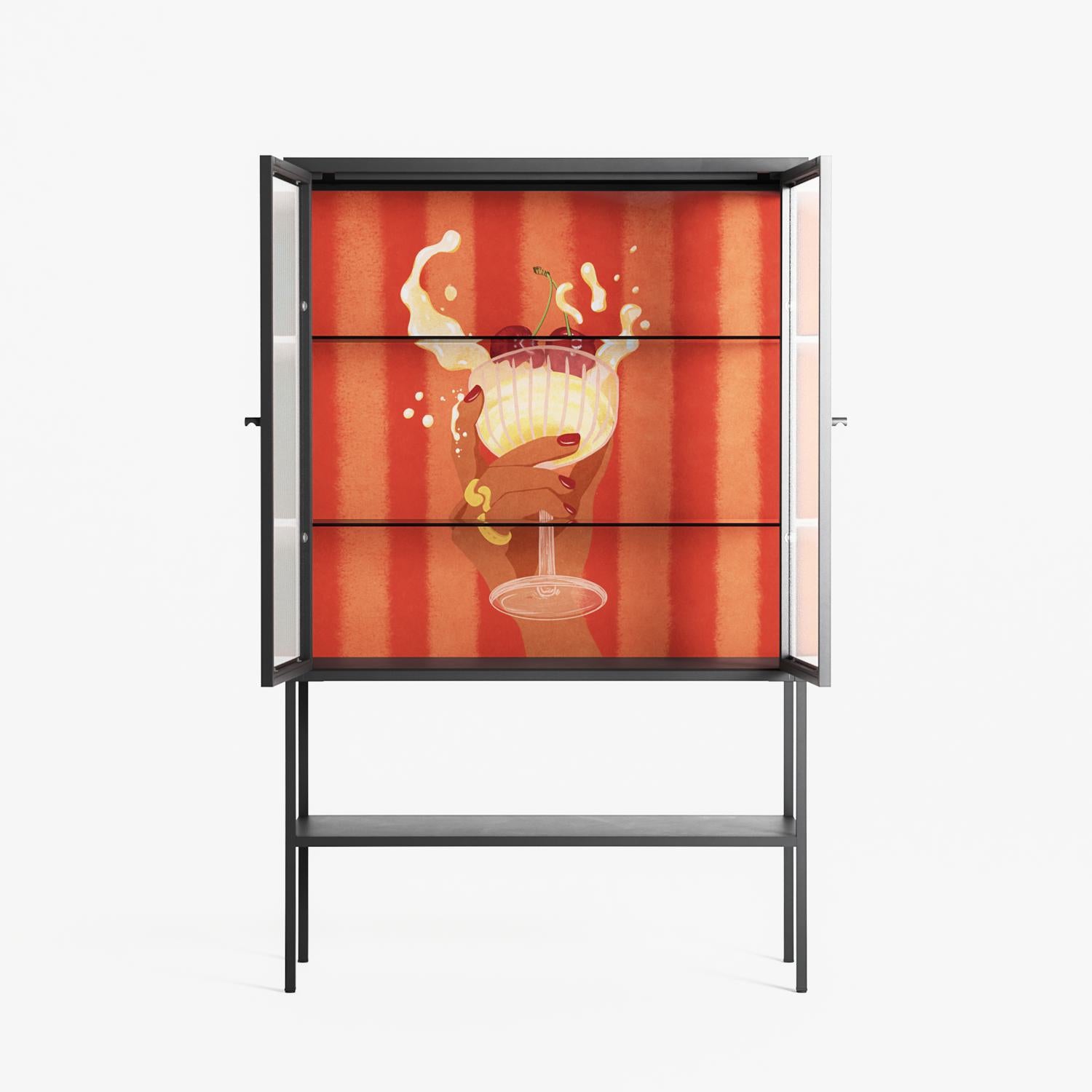 Drink And Cherries - Loft Cabinet - Raissa Oltmanns - Antracite - Reeded glass