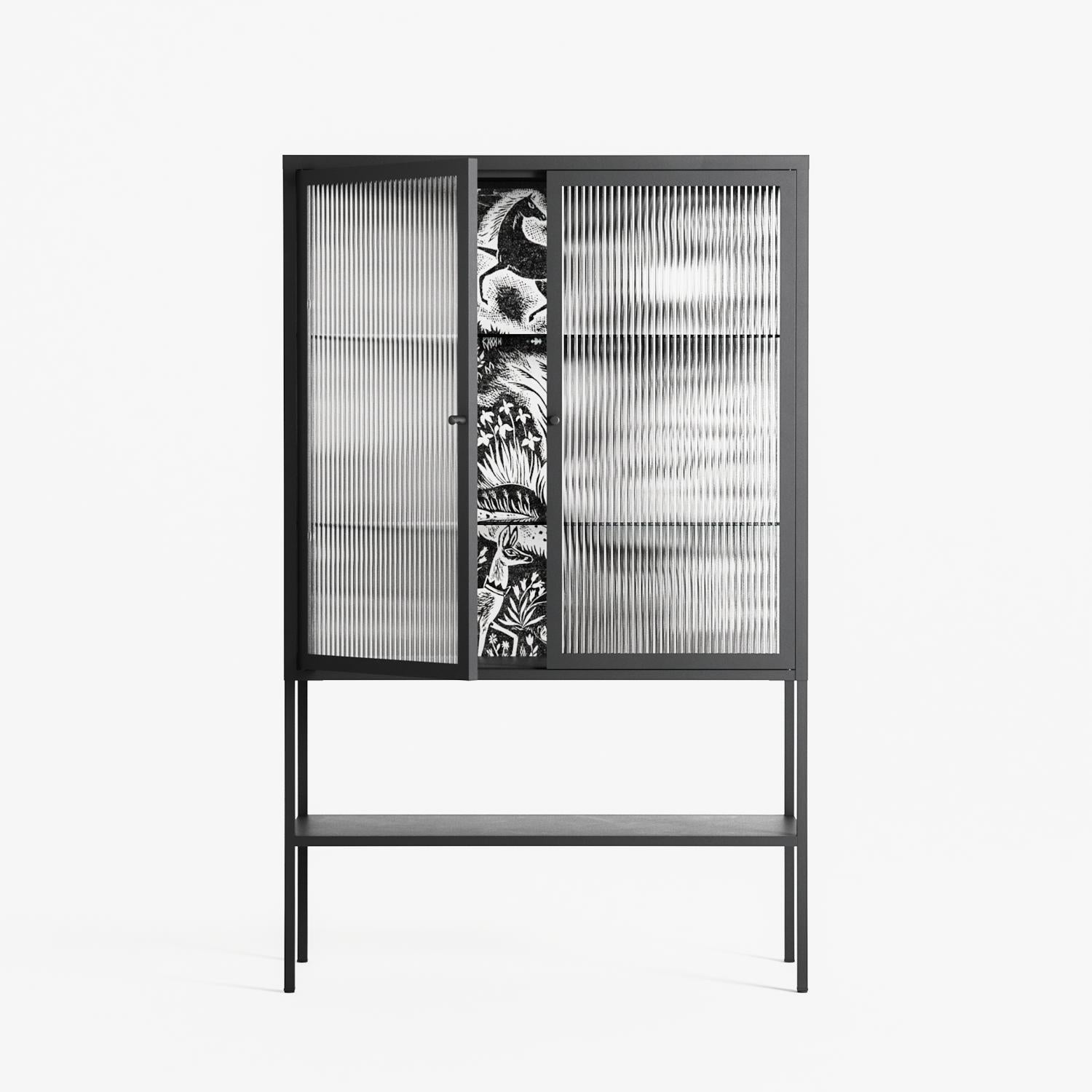 Flight Of Fancy 3 - Loft Cabinet - Diana Catchpole - Antracite - Reeded glass