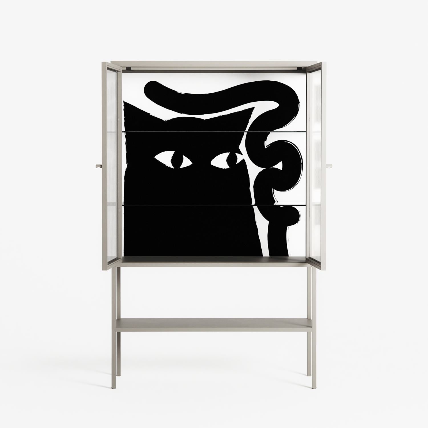 Black Cat - Loft Cabinet - Konrad Blaszczyk - Pebble - Reeded glass