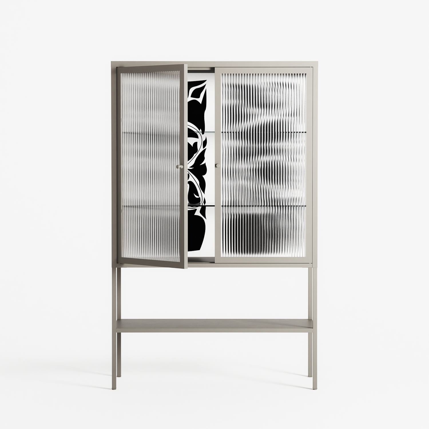 Black Potted Plant - Loft Cabinet - Konrad Blaszczyk - Pebble - Reeded glass