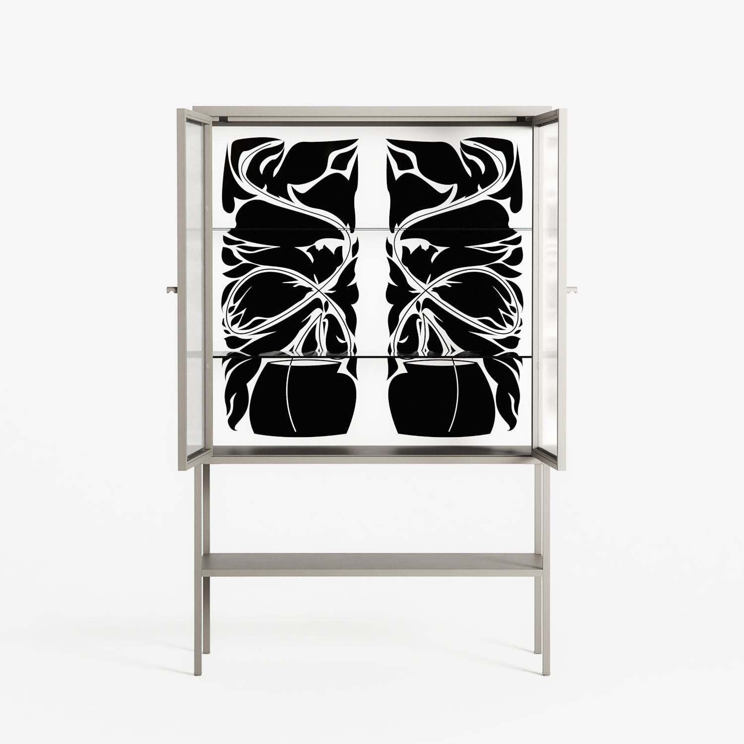 Black Potted Plant - Loft Cabinet - Konrad Blaszczyk - Pebble - Reeded glass