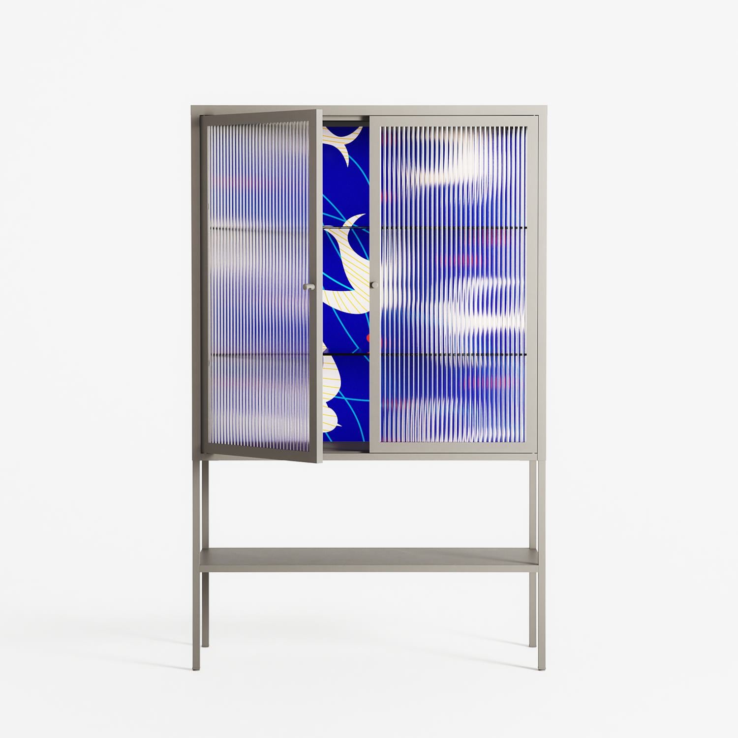 Birds A - Loft Cabinet - Heather Zhou - Pebble - Reeded glass