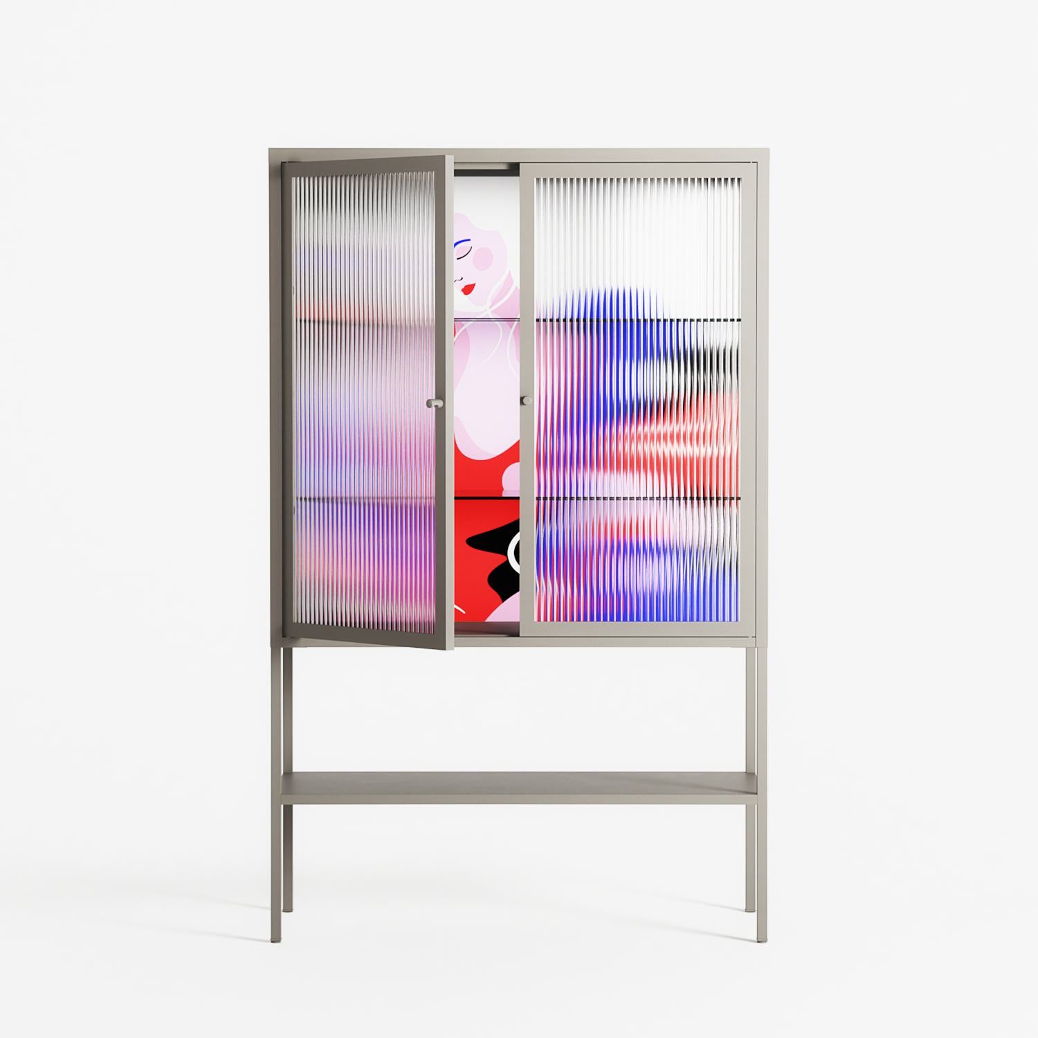 Dream - Loft Cabinet - Heather Zhou - Pebble - Reeded glass