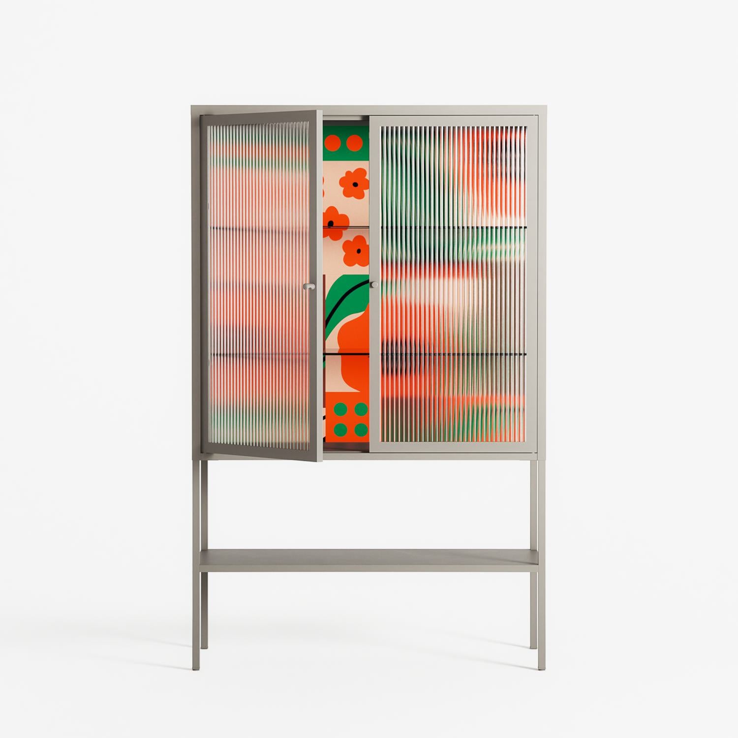 Flower B - Loft Cabinet - Heather Zhou - Pebble - Reeded glass