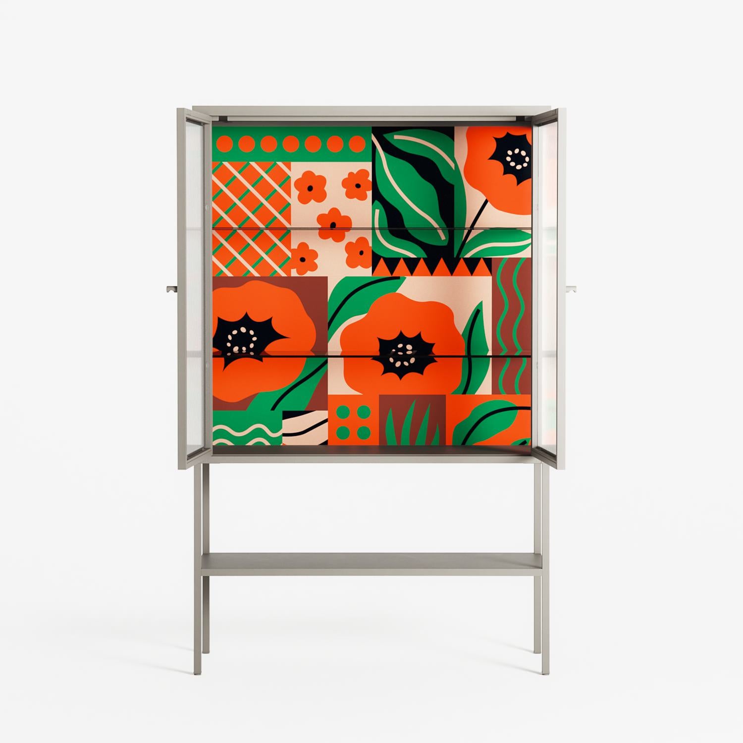 Flower B - Loft Cabinet - Heather Zhou - Pebble - Reeded glass