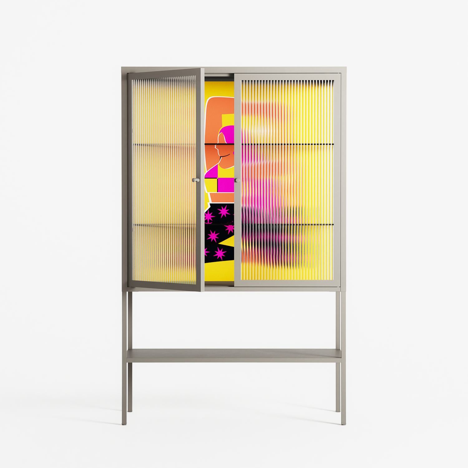 Yoga - Loft Cabinet - Heather Zhou - Pebble - Reeded glass
