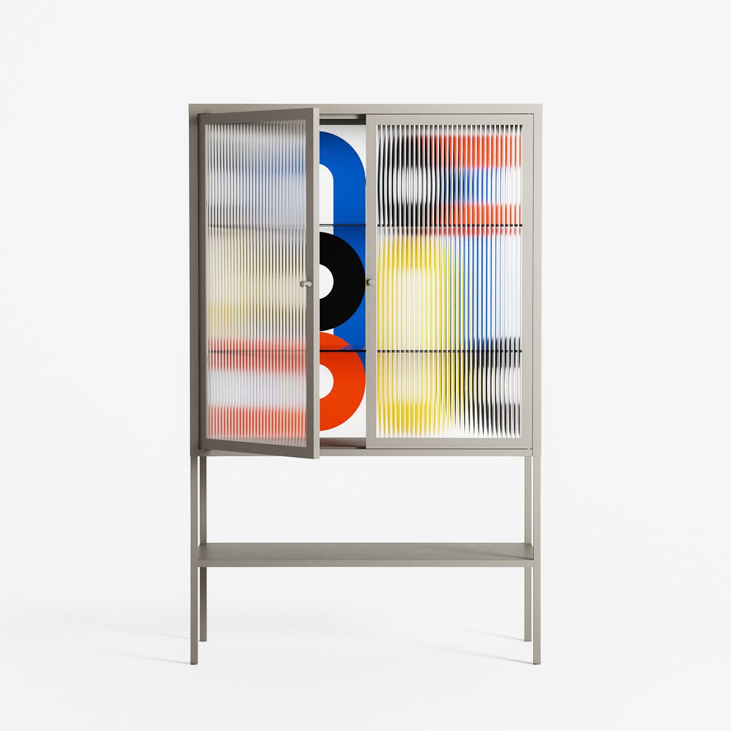 Arial - Loft Cabinet - Vratislav Pecka - Pebble - Reeded glass
