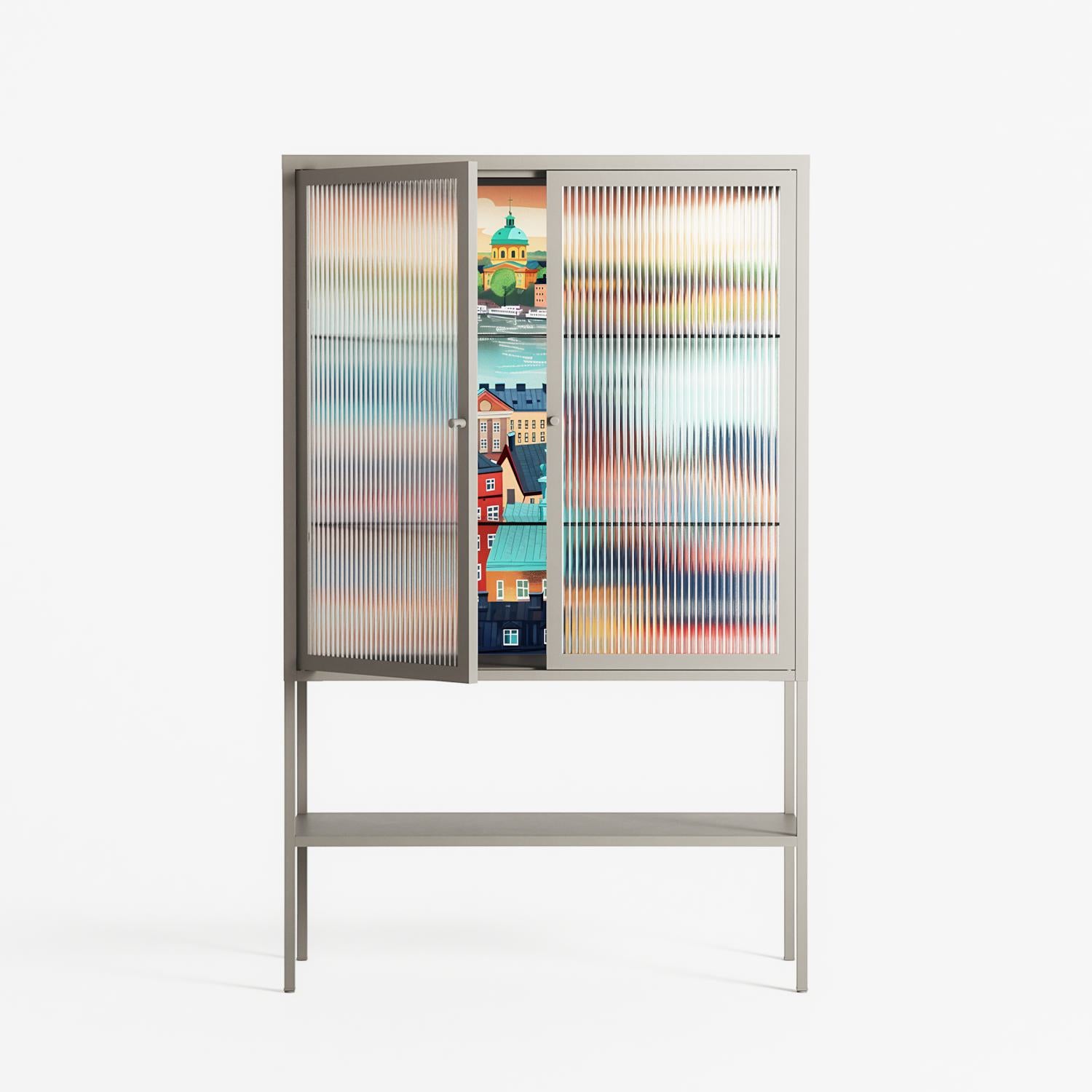 Gamla Stan - Loft Cabinet - Nur Rydberg - Pebble - Reeded glass