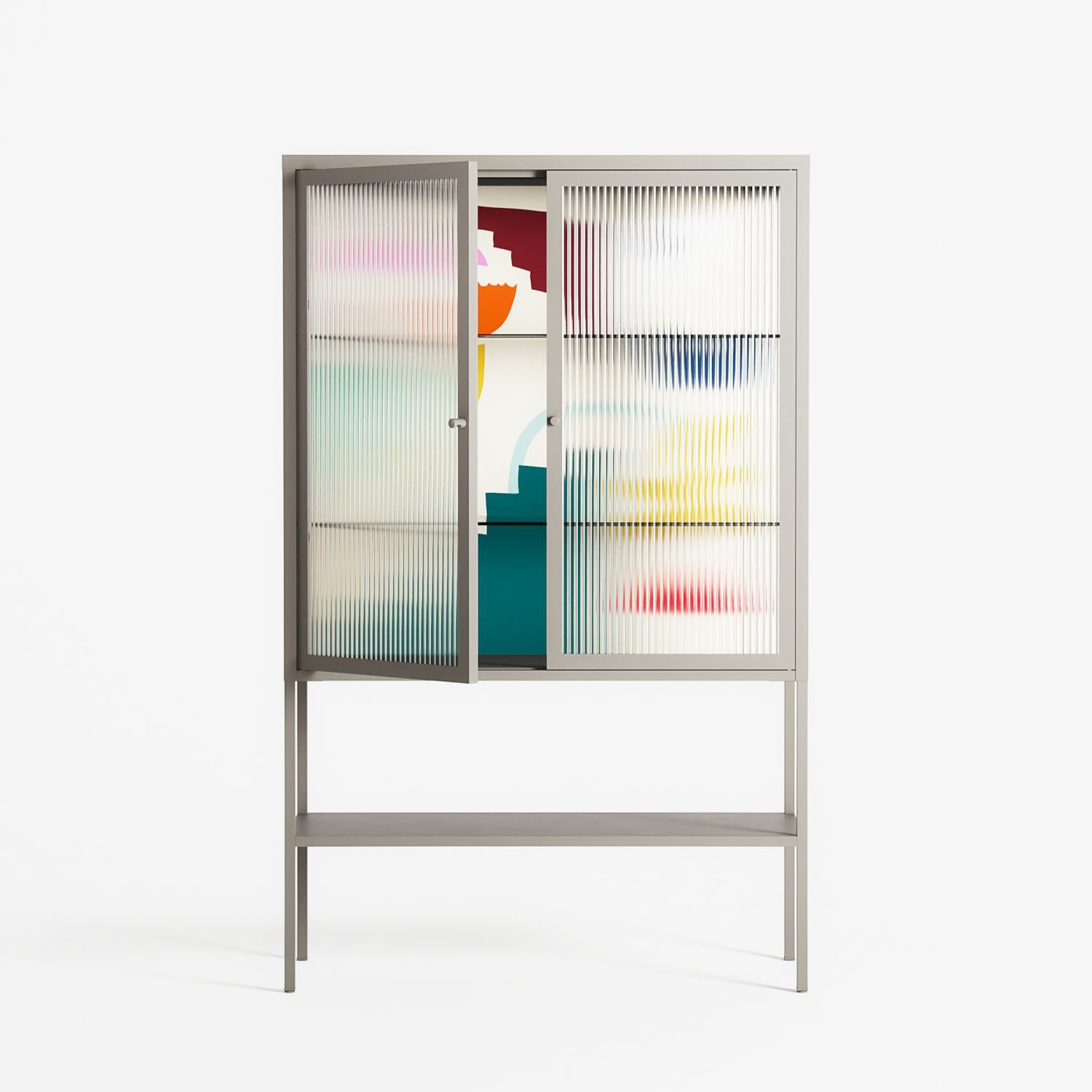 Garden Shapes - Loft Cabinet - Aley Wild - Pebble - Reeded glass
