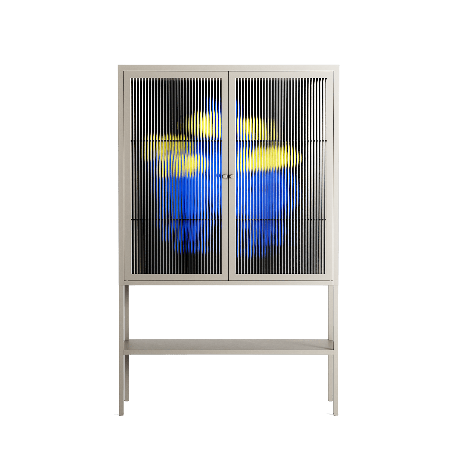 Mushroom Dance Blue - Loft Cabinet - Aley Wild - Pebble - Reeded glass