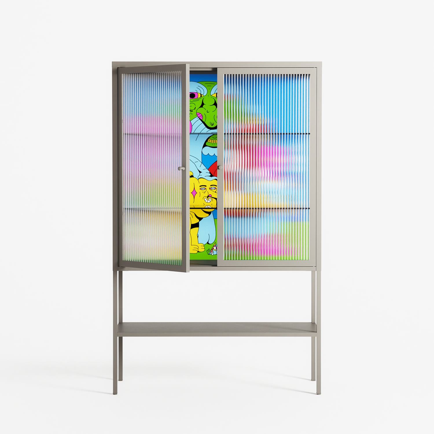 Funny Friends - Loft Cabinet - Cezar Berje - Pebble - Reeded glass