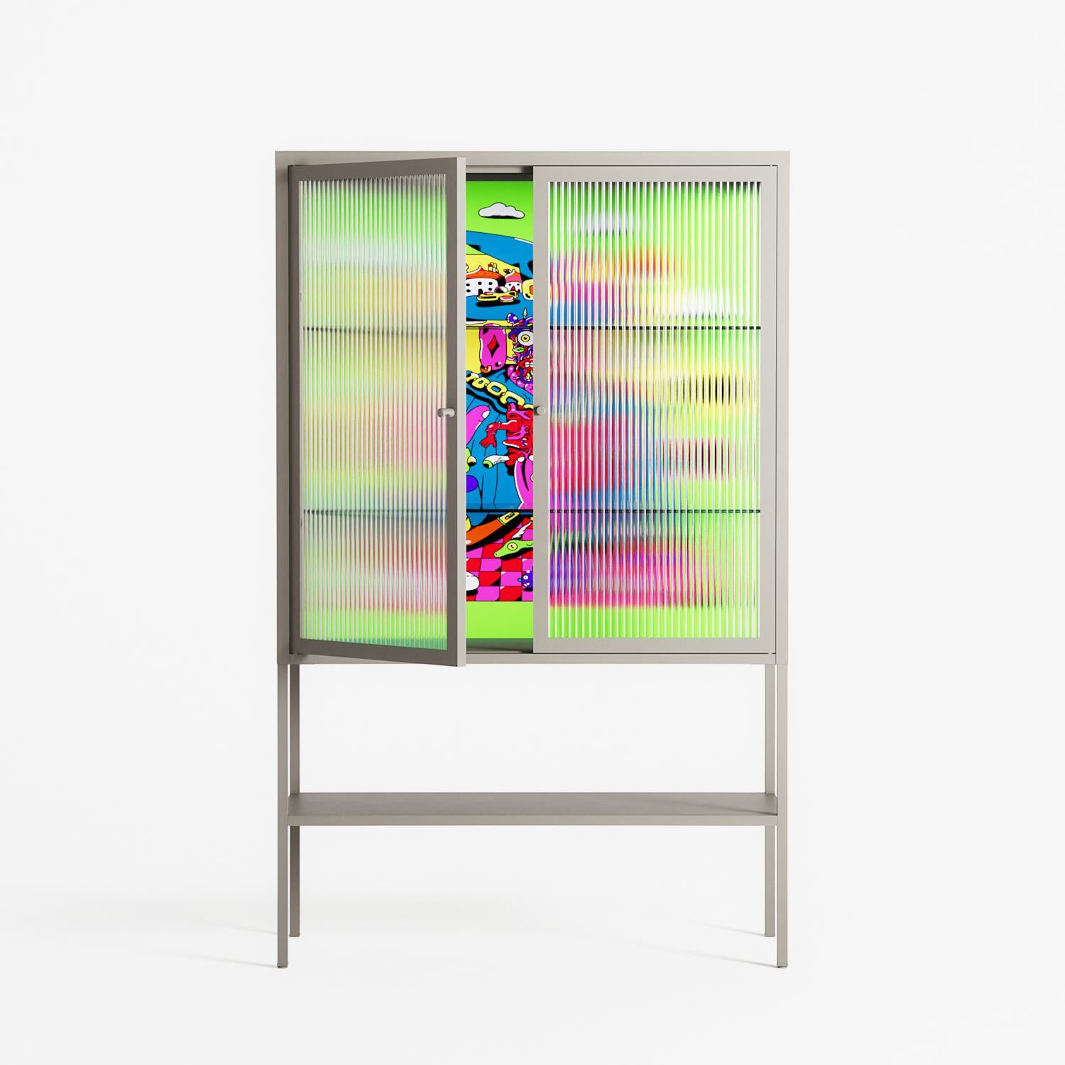 Wizard - Loft Cabinet - Cezar Berje - Pebble - Reeded glass