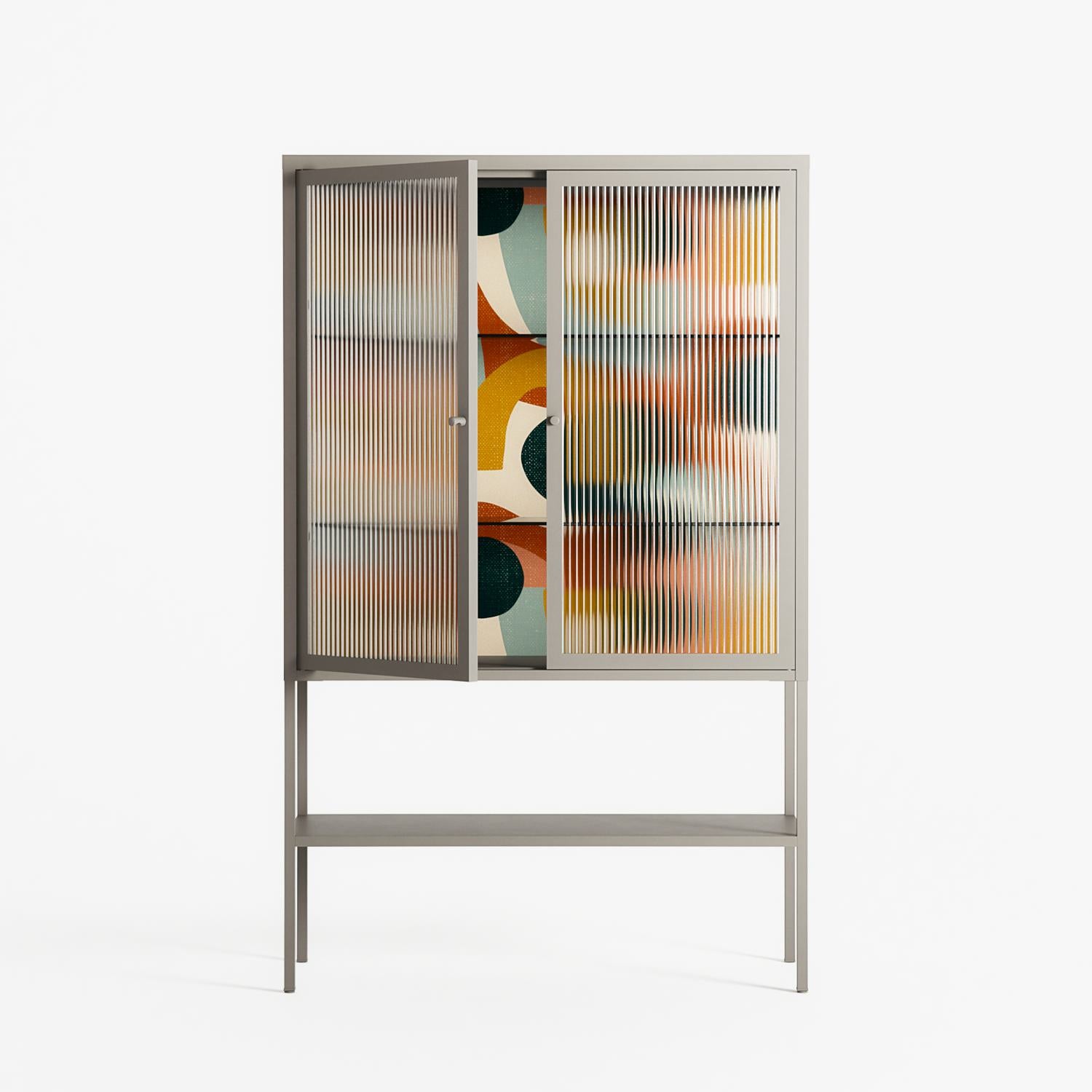 Abstract Sunrise - Loft Cabinet - Amy Suther - Pebble - Reeded glass