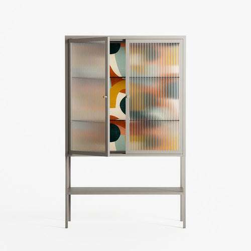 Abstract Sunrise - Loft Cabinet - Amy Suther - Pebble - Reeded glass