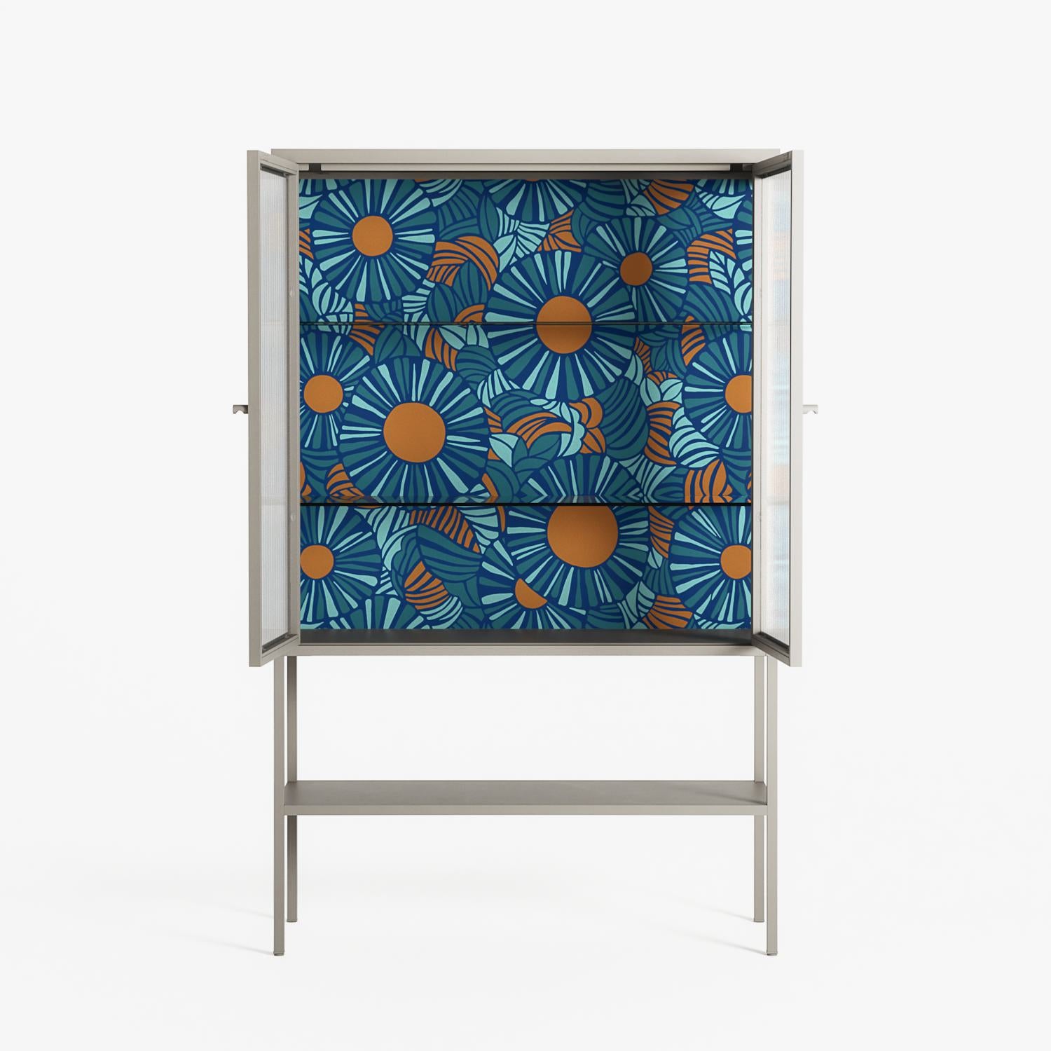 Bellis Bounty Blue - Loft Cabinet - Amy Suther - Pebble - Reeded glass