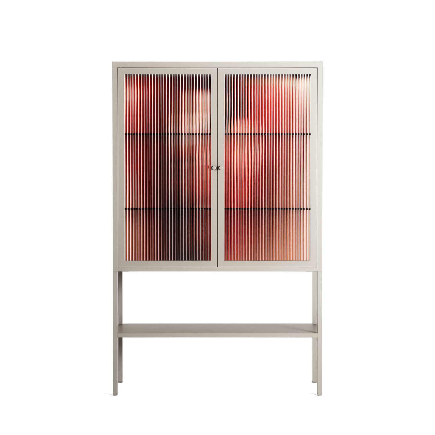 Red 2 - Loft Cabinet - Nadia Ryder - Pebble - Reeded glass