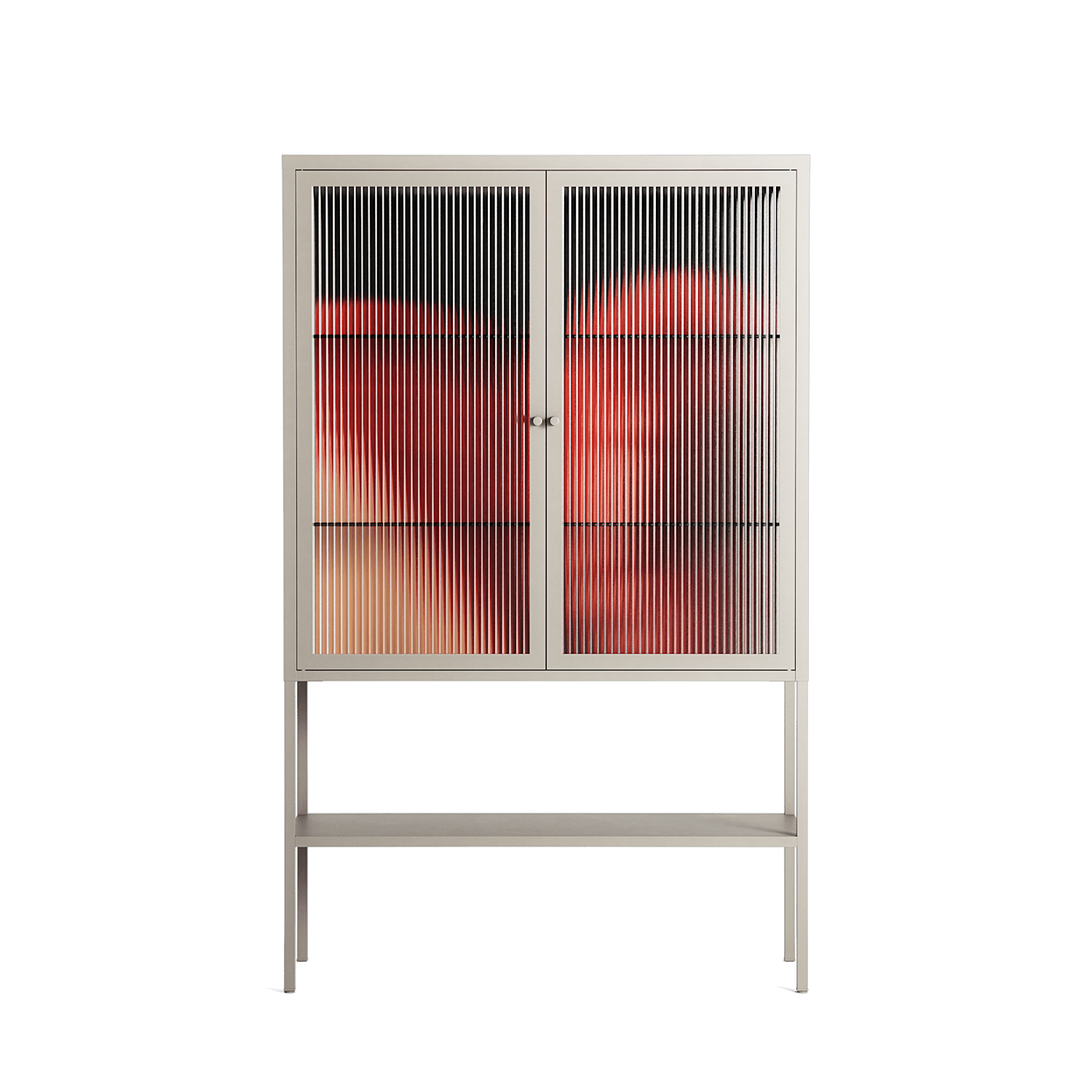Red 3 - Loft Cabinet - Nadia Ryder - Pebble - Reeded glass