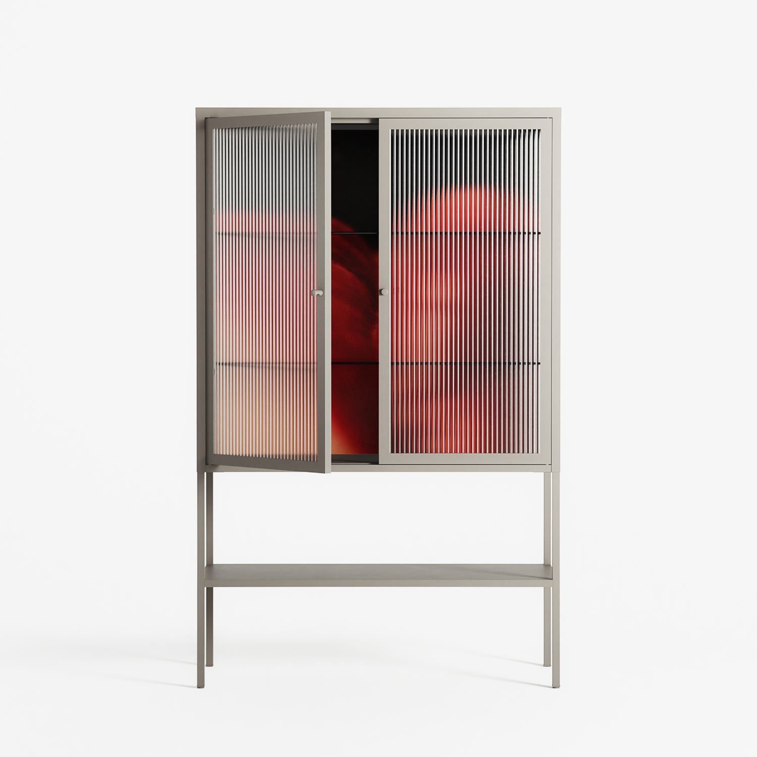 Red 3 - Loft Cabinet - Nadia Ryder - Pebble - Reeded glass