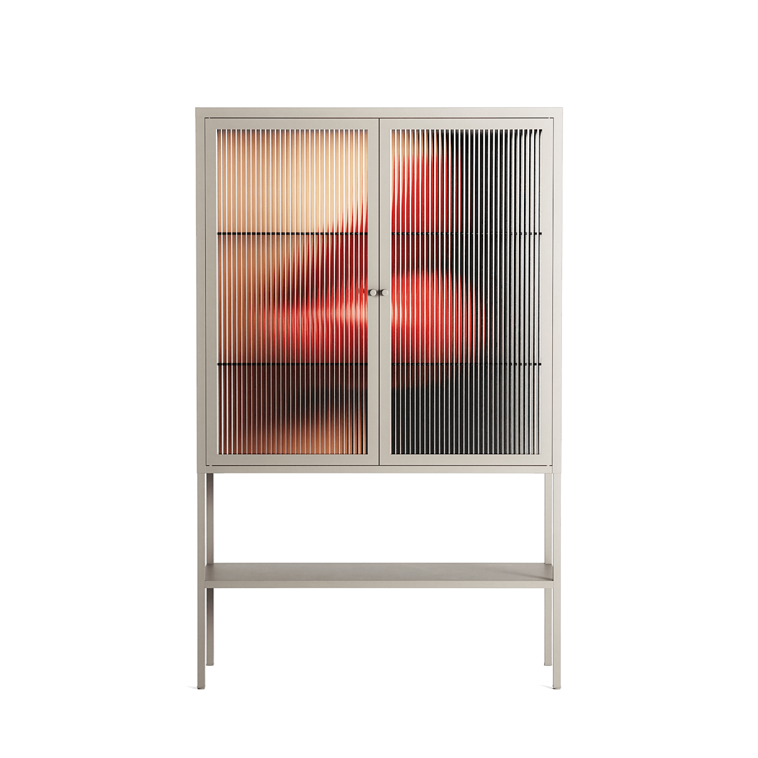 Red 4 - Loft Cabinet - Nadia Ryder - Pebble - Reeded glass