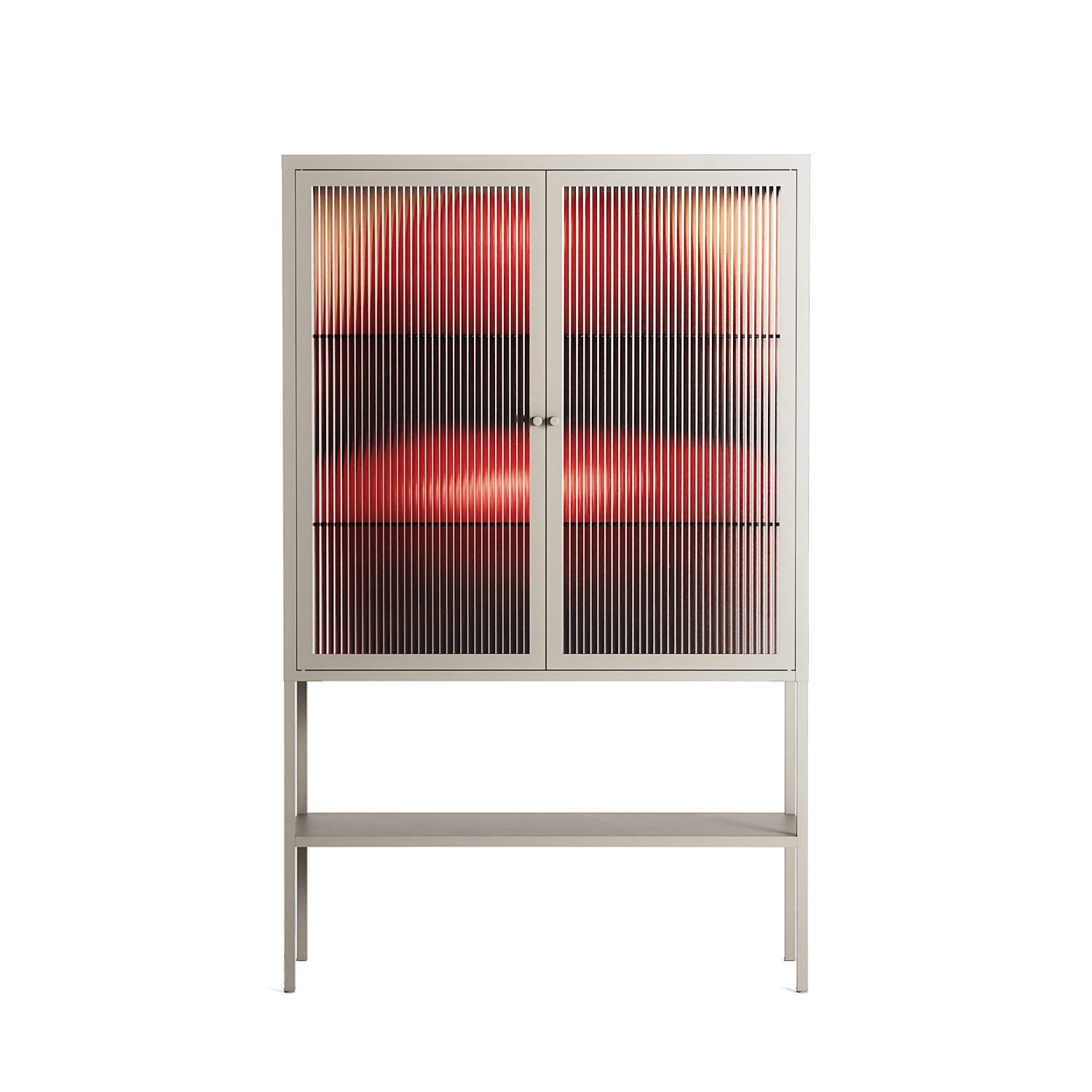 Red - Loft Cabinet - Nadia Ryder - Pebble - Reeded glass
