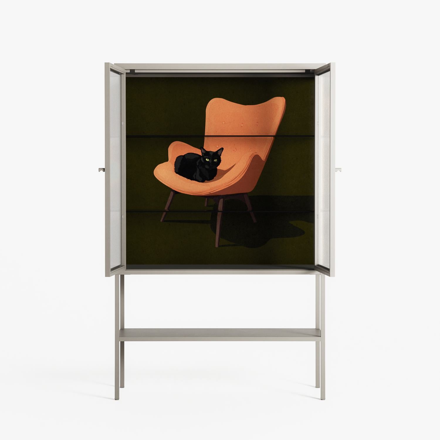 Cat in Chair A - Loft Cabinet - Kristin Eriksson - Pebble - Reeded glass