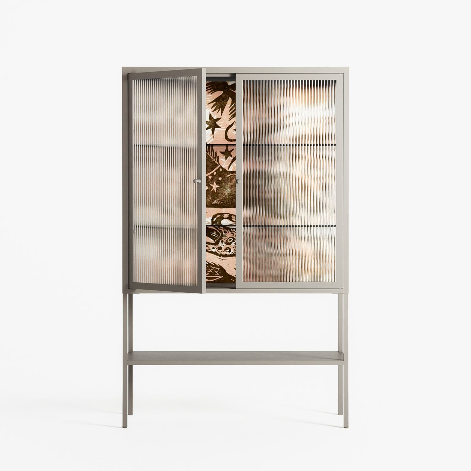 Delight Pink - Loft Cabinet - Diana Catchpole - Pebble - Reeded glass