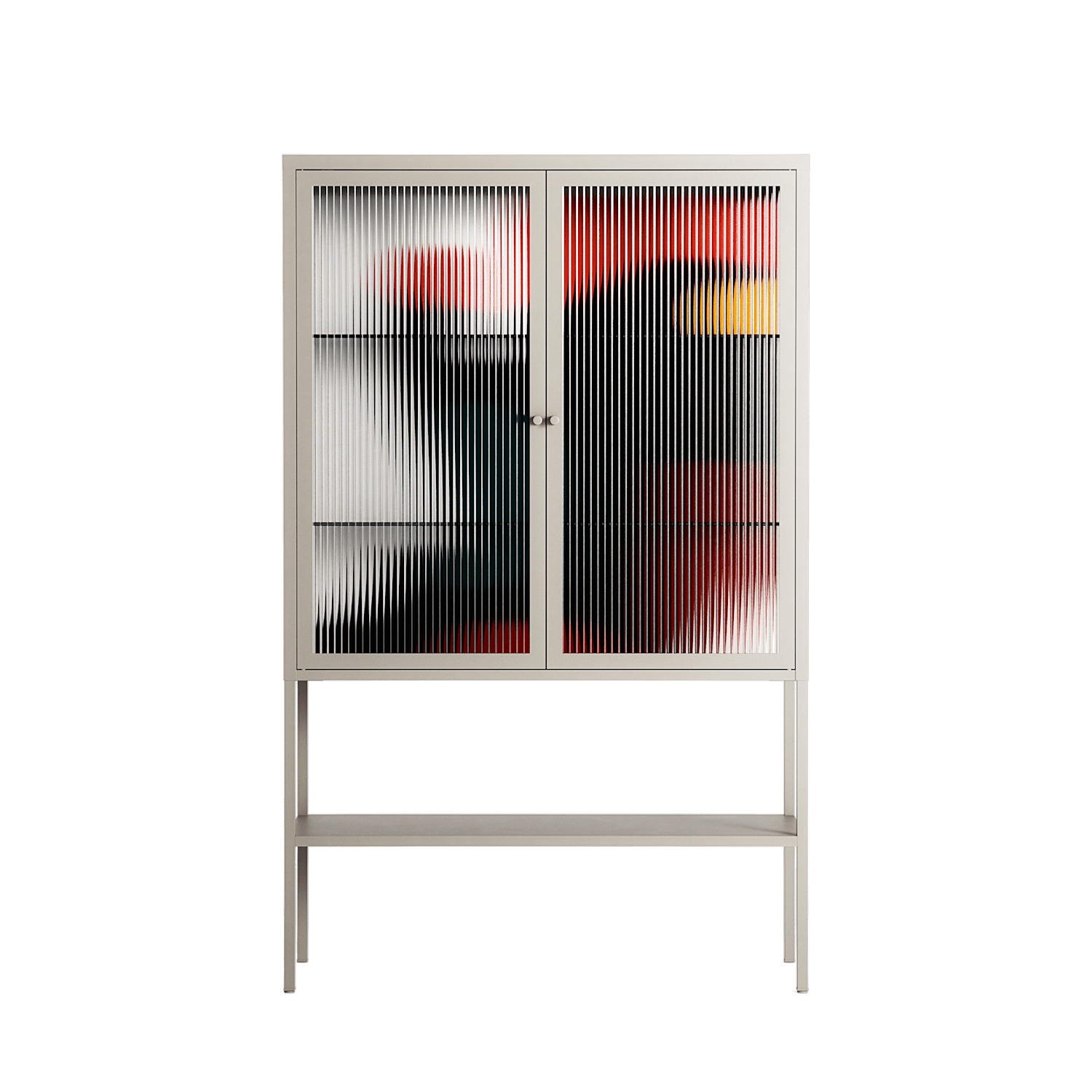 Plume - Loft Cabinet - Rikki Hewitt - Pebble - Reeded glass