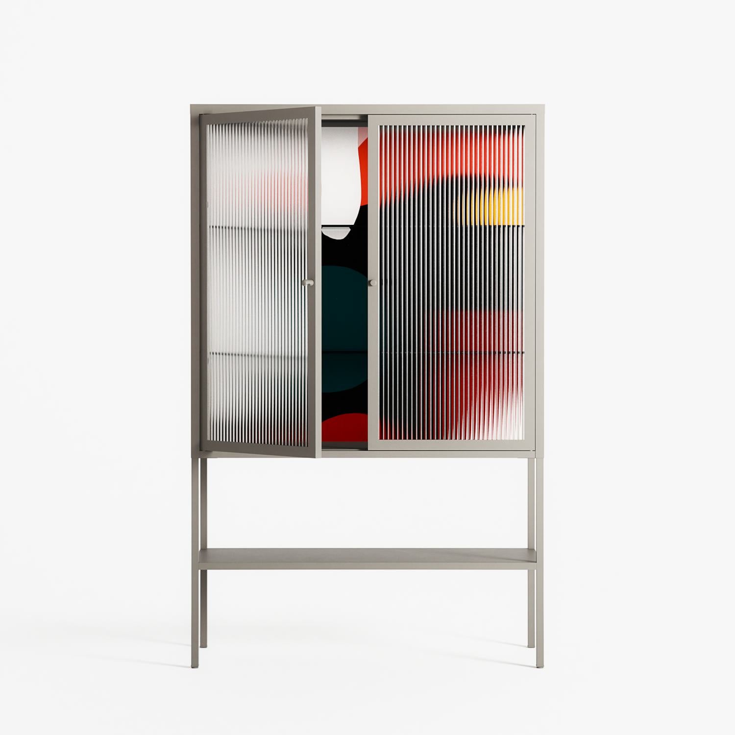 Plume - Loft Cabinet - Rikki Hewitt - Pebble - Reeded glass