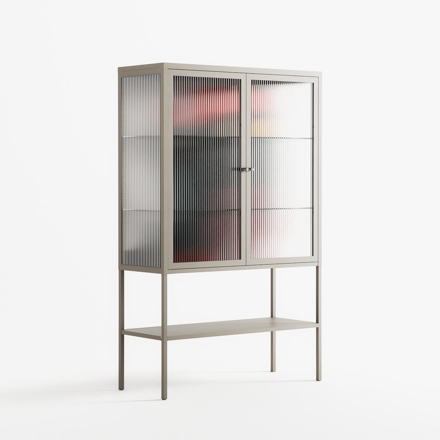 Plume - Loft Cabinet - Rikki Hewitt - Pebble - Reeded glass