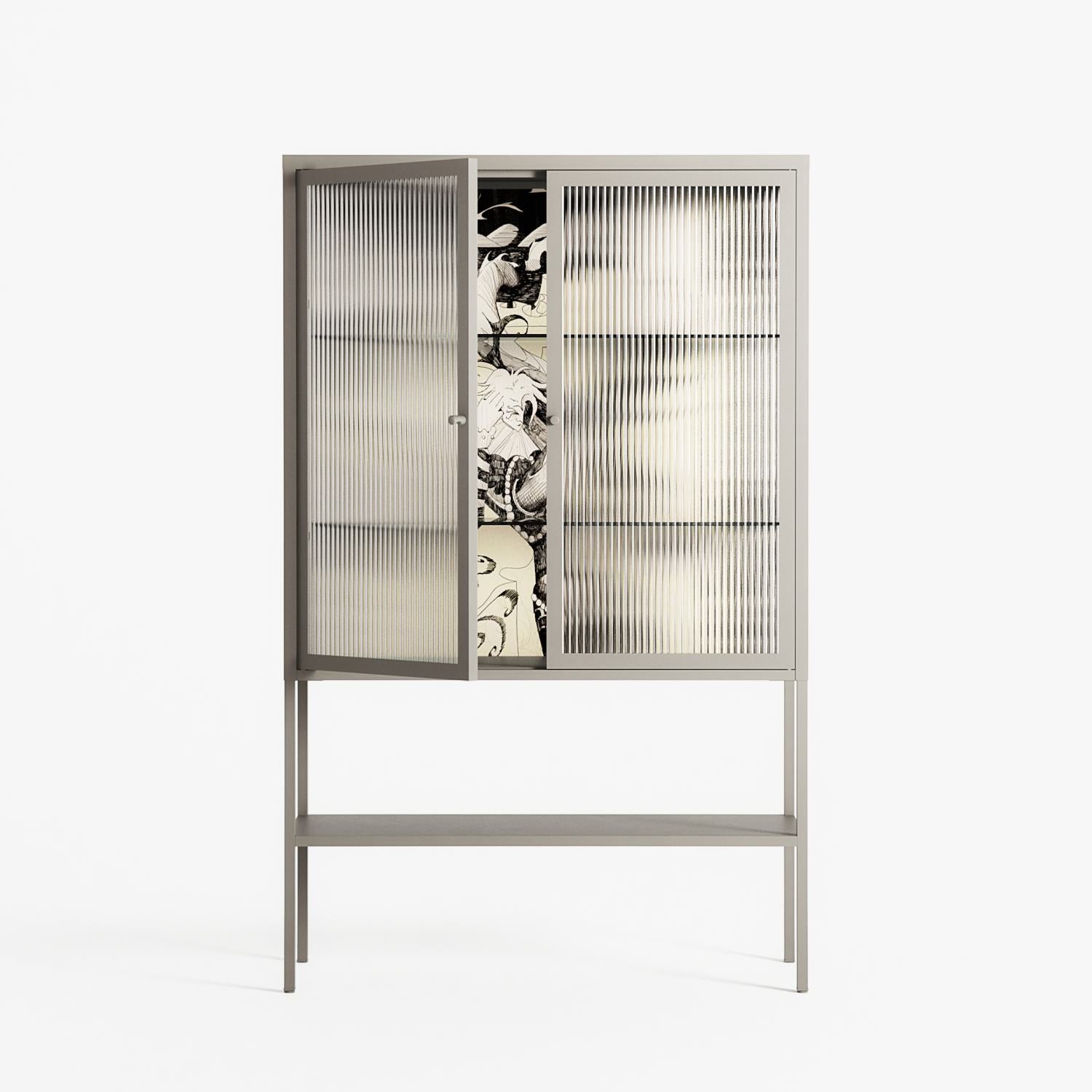Oberon and Elgar - Loft Cabinet - Naia Escribano - Pebble - Reeded glass