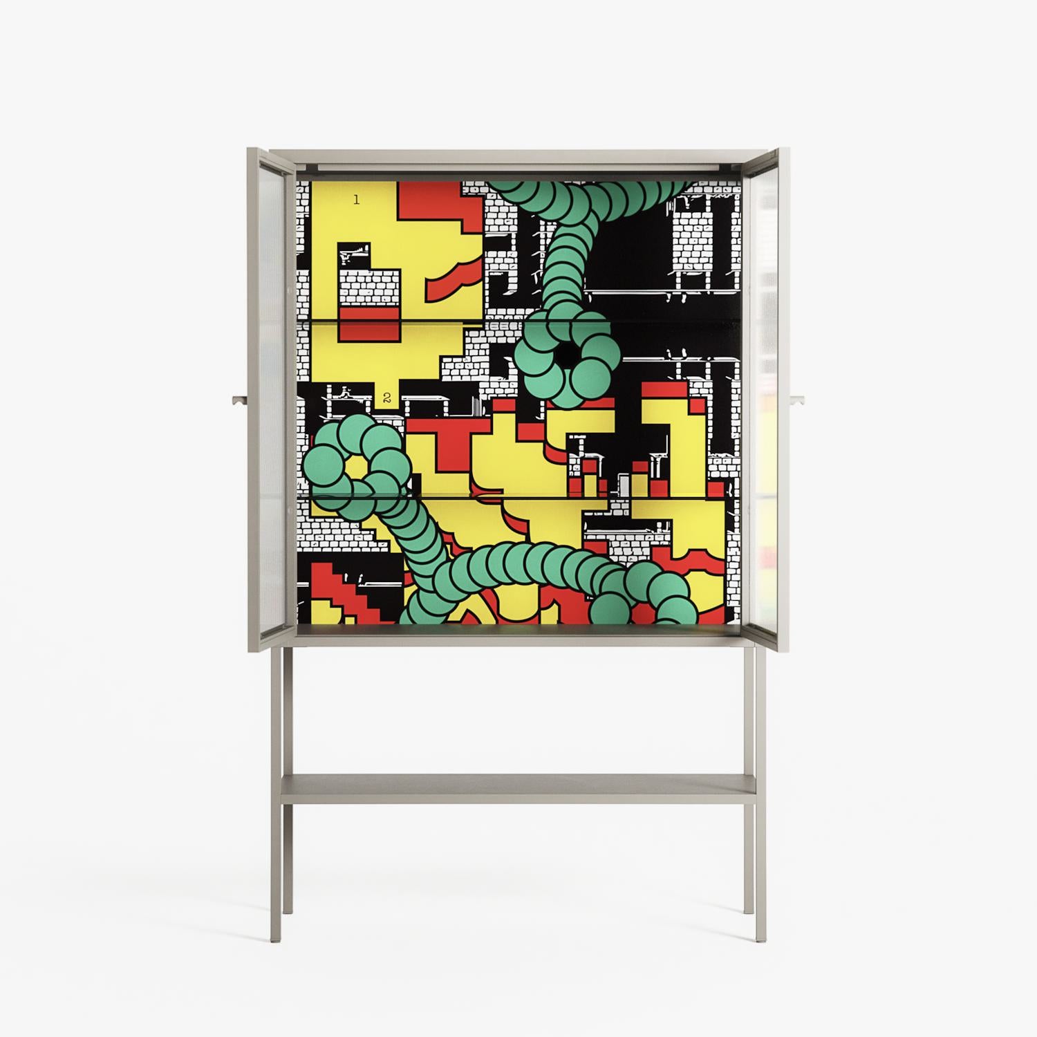 Maps - Loft Cabinet - Naia Escribano - Pebble - Reeded glass