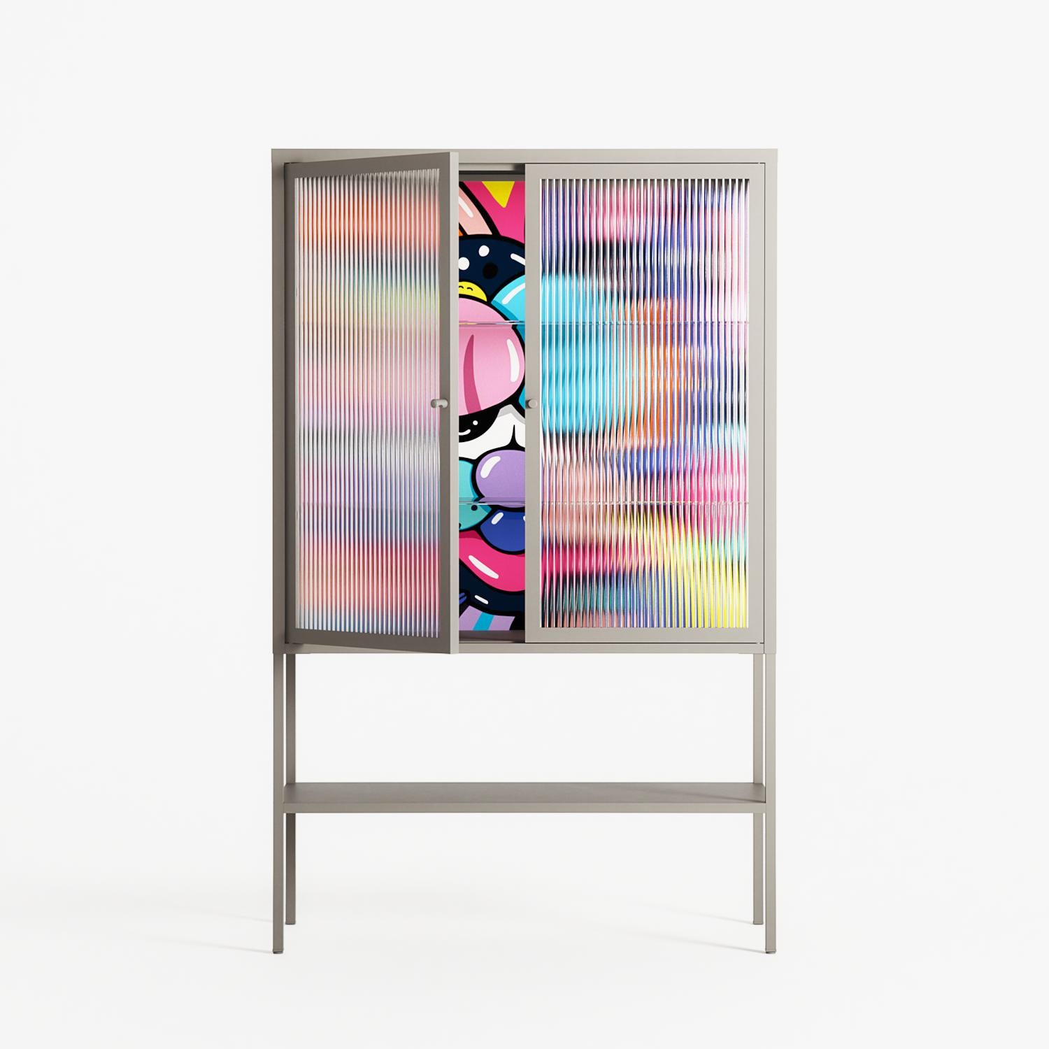 Sansone - Loft Cabinet - Maddalena Fanfani - Pebble - Reeded glass