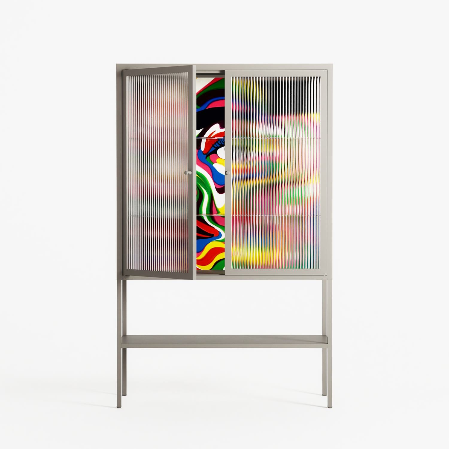 Orbiting Around Herself - Loft Cabinet - Mathilda Kienast - Pebble - Reeded glass
