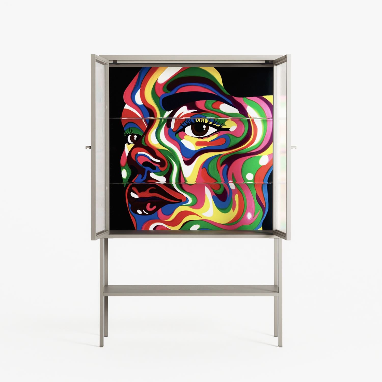 Orbiting Around Herself - Loft Cabinet - Mathilda Kienast - Pebble - Reeded glass