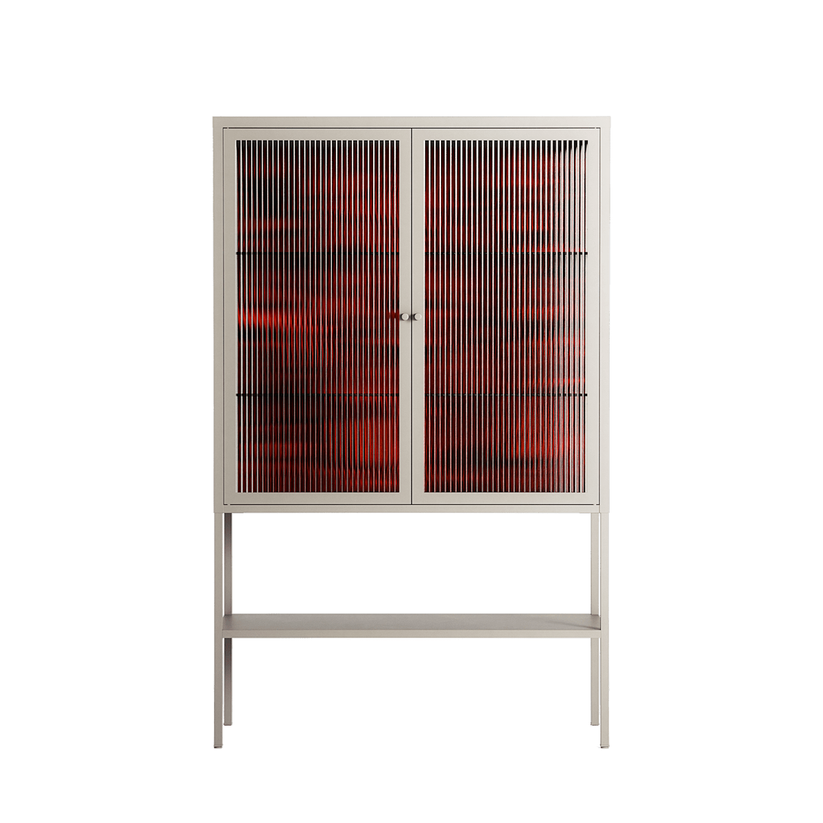 Wottosque Red - Loft Cabinet - Craig Watkins - Pebble - Reeded glass
